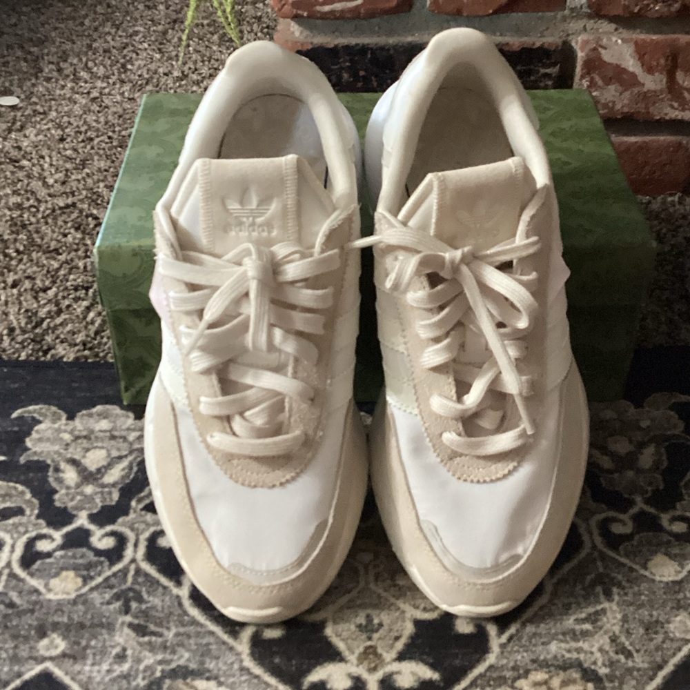 Adidas Cream and White Running Shoes